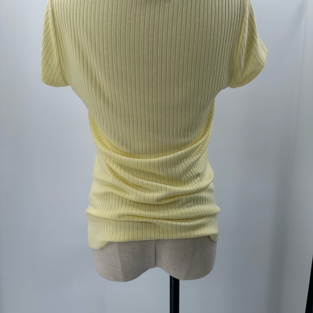 Reformation Ribbed Square-Neck Short Sleeve Top - Pale Yellow - Picture 4 of 8